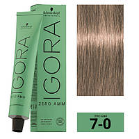 Schwarzkopf Igora Zero Amm Стойкая крем-краска без аммиака 7-0 средний блондин натуральный 60мл