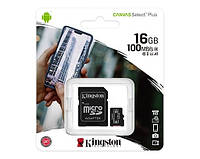 Kingston microSDXC 16GB Canvas Select Plus Class 10 UHS-I U1 V10 A1 + SD адаптер