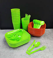 Набор пластиковой посуды для пикника Полимербыт на 12 персон 999-12 ПБ