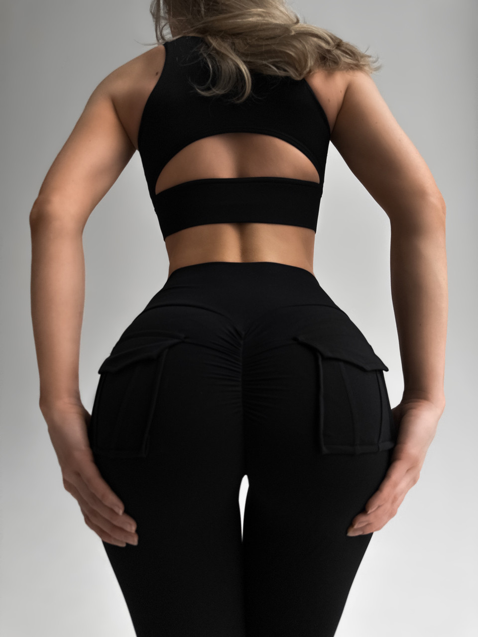 Спортивный женский топ со съемными чашечками эластичный Premium паутинка черный - фото 8 - id-p2079289920