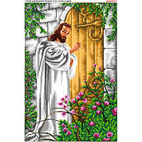 Схема вышивки бисером на габардине Иисус стучит в дверь