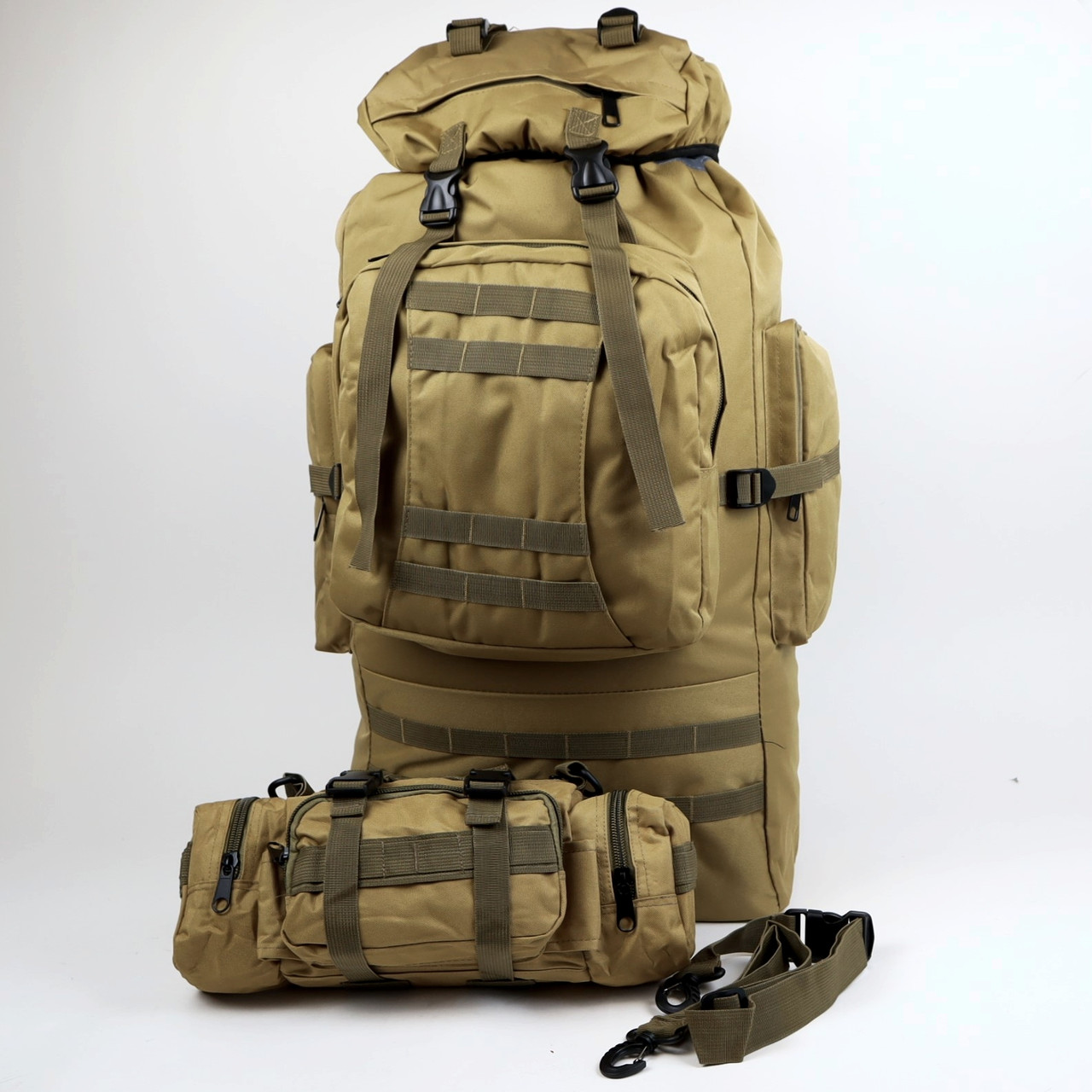 Рюкзак 90 л тактичний Койот з сумкою-органайзером на Molle (зйомна)