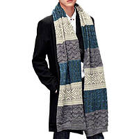Мужской шарф вязаный цветной молодежный, 180*35 см Серый