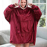 Толстовка плед з капюшоном і рукавами Huggle Hoodie оверсайз. QP-558 Колір: червоний, фото 4