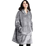 Толстовка плед з капюшоном і рукавами Huggle Hoodie оверсайз. EV-422 Колір: сірий, фото 7