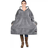 Толстовка плед з капюшоном і рукавами Huggle Hoodie оверсайз. EV-422 Колір: сірий, фото 9