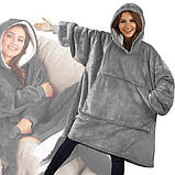 Толстовка плед з капюшоном і рукавами Huggle Hoodie оверсайз. EV-422 Колір: сірий, фото 3