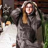 Толстовка плед з капюшоном і рукавами Huggle Hoodie оверсайз. EV-422 Колір: сірий, фото 6
