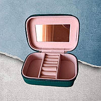 Органайзер для прикрас, скринька смарагдова 15х10х5 см для біжутерії на блискавці