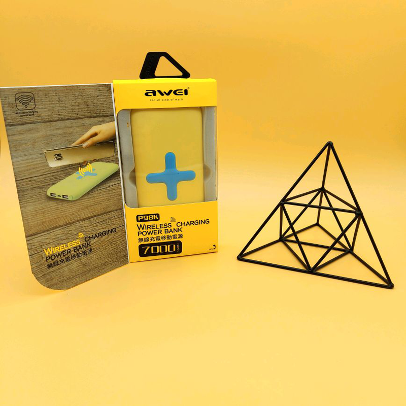 Power Bank AWEI P98K (Бездротова зарядка) 8000 mAh. JI-503 Колір: жовтий, фото 1