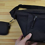 Якісна велика сумка -  бананка на 8 кишень, чоловіча жіноча поясна сумка, чорна IQ-792 з тканини, фото 4