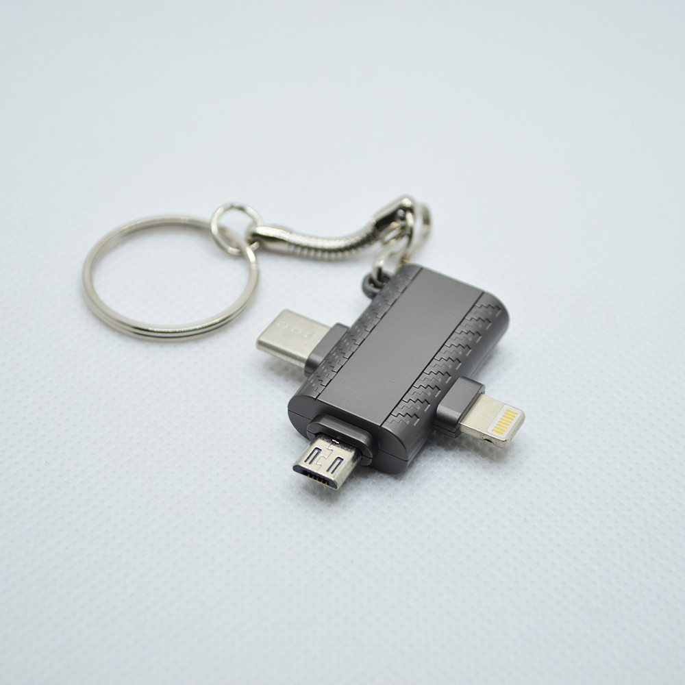 Перехідник OTG 3 in 1 ANSTY UA-03 USB to Lightning Male/Type-C Male/MicroUSB Male Dark Grey, фото 3