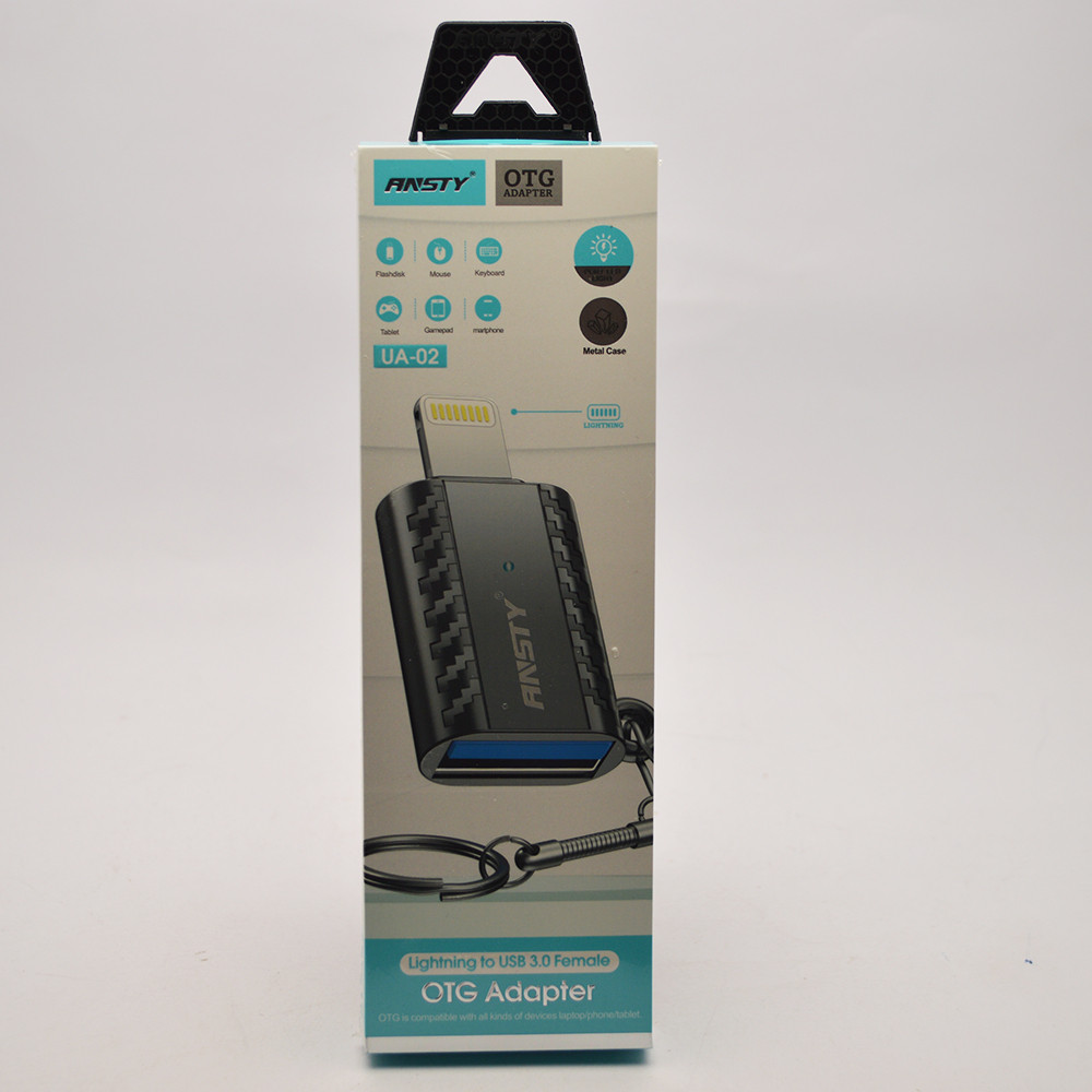 Перехідник OTG ANSTY UA-02 USB to Lightning Male Dark Grey