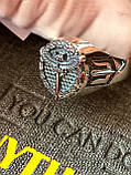 Перстень військова розвідка срібний 925 проби сова з мечем, фото 4
