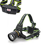 Ліхтар налобний BL-A8-P50, 2 акумулятори 18650, zoom, TY-613 ЗУ microUSB, фото 9