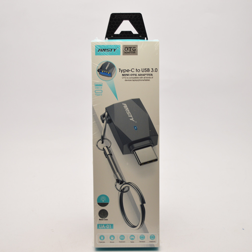 Перехідник OTG ANSTY UA-01 USB to Type-C Male Dark Grey
