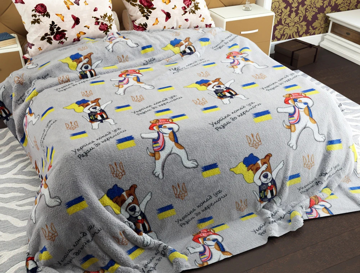 Плед м'який фліс "Пес Патрон" 180х220 Двоспальний кольоровий плед (1149) Покривало плед мікрофібра, фото 1