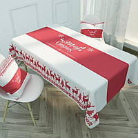 Різдвяна новорічна скатертина з джуту на стіл The Chestnut