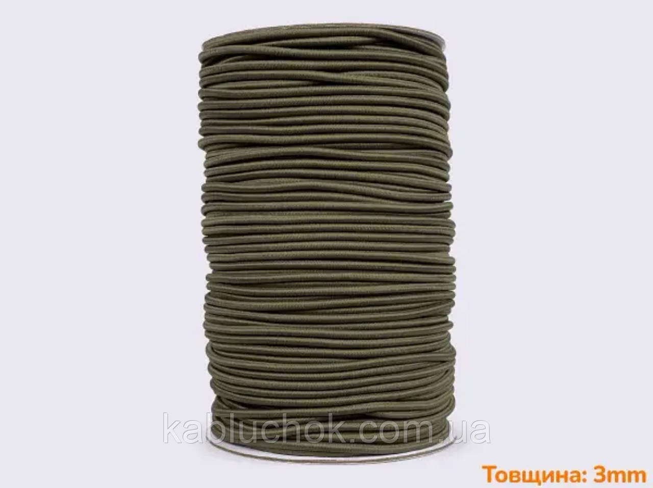 Резинка для капелюшків кругла хакі 3мм, фото 1