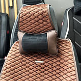 Подушка на підголовник в авто з еко-шкіри «MONACO» чорний/шоколад, фото 2
