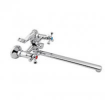 Змішувач для ванни Lidz Lamb 140 з поворотним виливом двовентильний (з душовим гарнітуром) LDLAM140CRM22144, фото 3