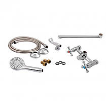 Змішувач для ванни Lidz Lamb 140 з поворотним виливом двовентильний (з душовим гарнітуром) LDLAM140CRM22144, фото 5