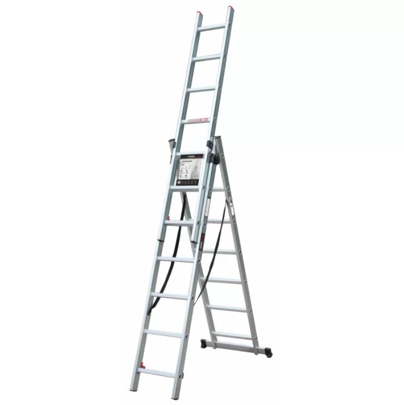 Драбина алюмінієва 3-секційна LADDER STANDARD (3х9 щаблів) (190-9309)