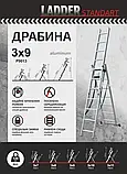 Драбина алюмінієва 3-секційна LADDER STANDARD (3х9 щаблів) (190-9309), фото 6