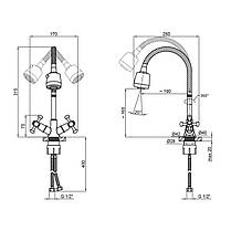 Змішувач для кухні Lidz Lamb 274F двовентильний з гнучким виливом LDLAM274FCRM35074 Chrome, фото 2