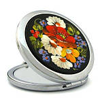 Кишенькове Дзеркало кругле складане зі збільшенням Київський розпис БД-01-131