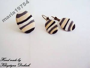 Набір Смуги зебра сережки та кільце
