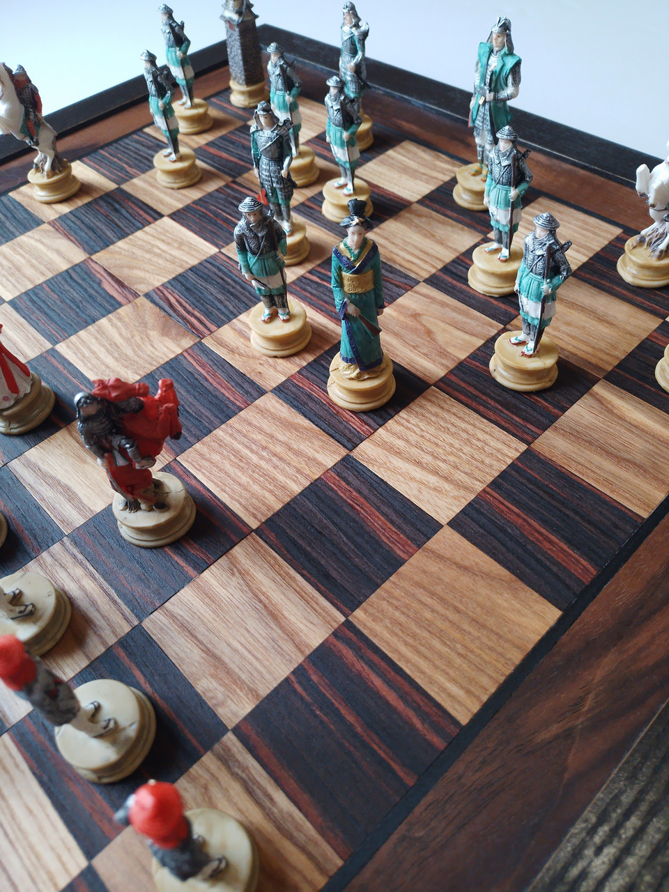 Шахи Самураї 50x50 см, ясен, інкрустовані корінь американський. горіха, полісандр, фото 1