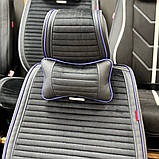 Подушка на підголовник в авто з еко-шкіри «MONACO» чорний/синій, фото 2