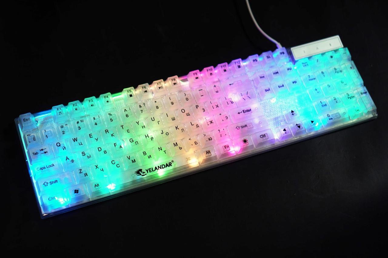 Провідна USB RGB мембранна клавіатура з підсвіткою Біла Yelandar AN-T20