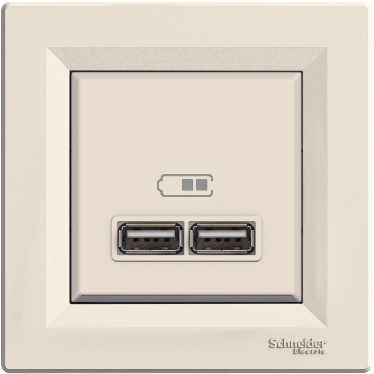 Розетка USB 2.1 ампера Schneider Electric Asfora кремова, фото 1