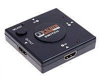 Перехідник моніторний Lucom HDMI 3x1 (Switch) 1080p ручний Pas чорний (25.02.5033)