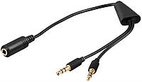 Переходник аудио Goobay Jack 3.5mm 4pin-3.5mm 3pinx2 F/M 0.4m L-R-Mic-Gnd OMTP Gold Cu Черный (75.04.8980)