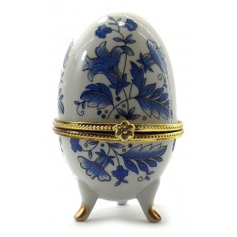Шкатулка яйце "Сині Квіти" (10х6х6 см) K