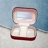Органайзер для прикрас, скринька червона 15х10х5 см для біжутерії на блискавці, дорожня коробочка для ювелірних виробів