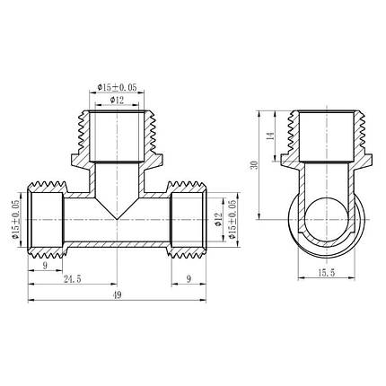 Трійник обтискний SD Forte 16х1/2"х16 НР SF178W161516, фото 2