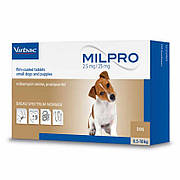 Virbac Milpro для собак и щенков до 5кг (4 таблетки 2,5мг/25мг) Вирбак Мильпро противопаразитарный препарат