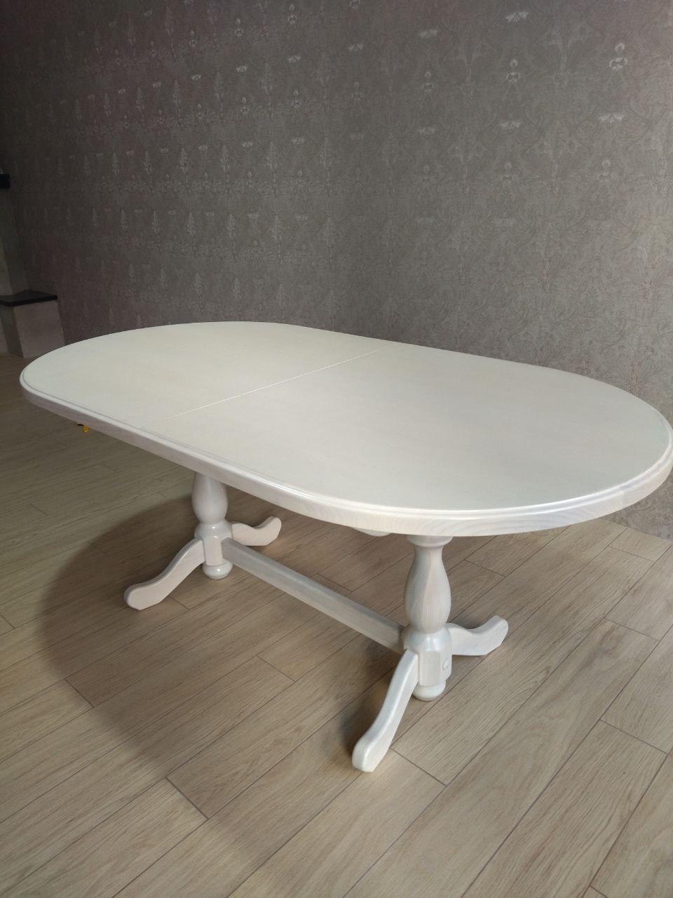 Обеденный стол из натурального дерева ясеня "Гирне", 1800(2200)х940 мм, овальный - фото 1 - id-p265638423