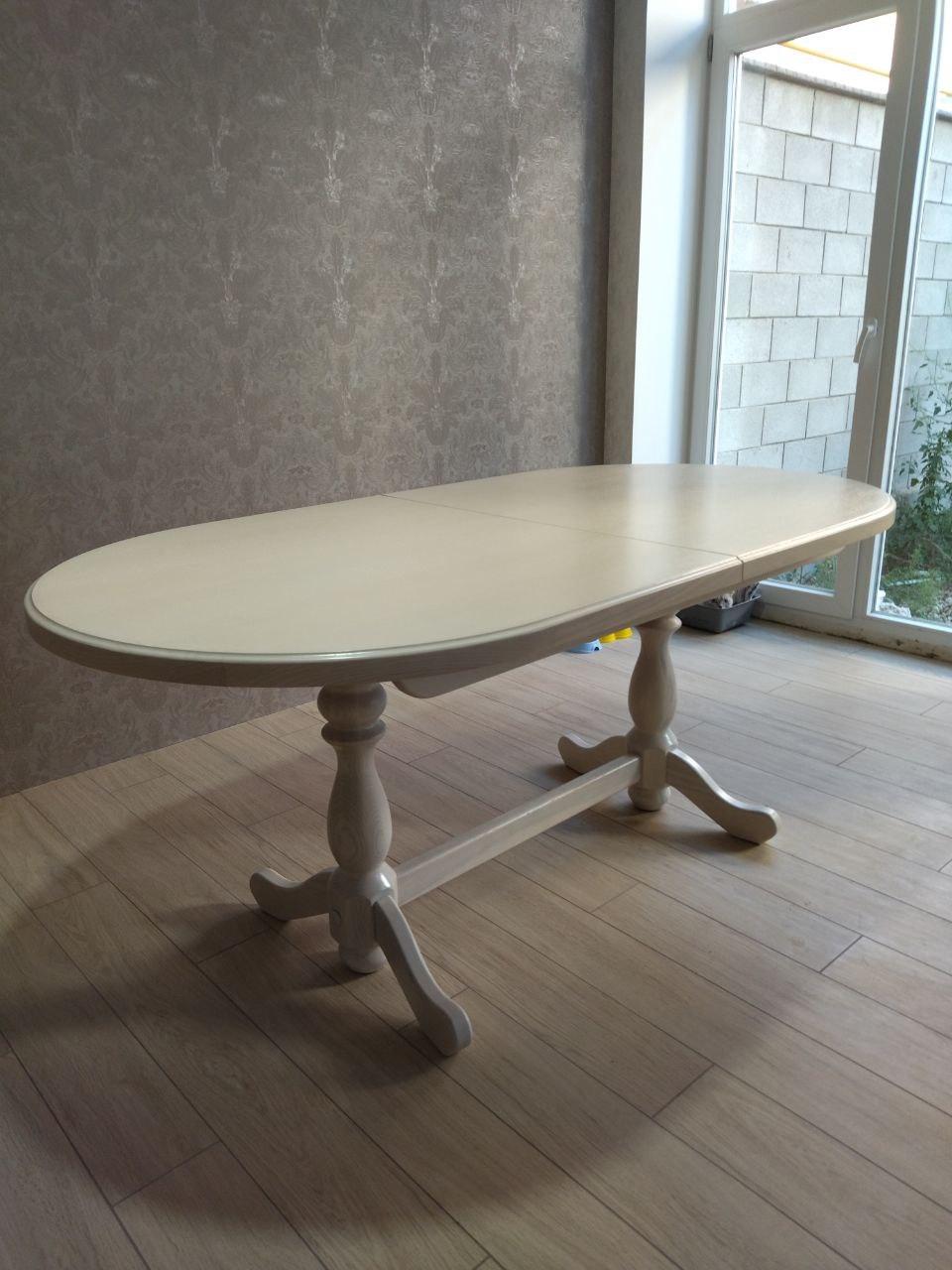 Обеденный стол из натурального дерева ясеня "Гирне", 1800(2200)х940 мм, овальный - фото 2 - id-p265638423