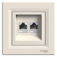 Розетка подвійна комп'ютерна RJ45 UTP 5е Schneider Electric Asfora кремова