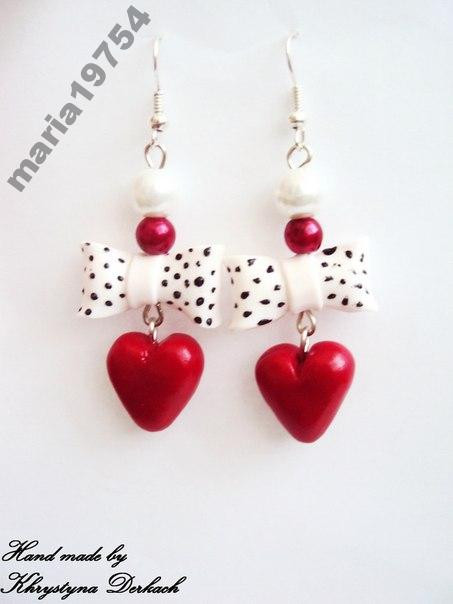 Сережки сережки серце бантик, фото 1