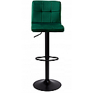 Барний стілець зі спинкою для барної стійки Bonro B-0106 з чорною основою крісло на кухню високе велюр зелений, фото 2