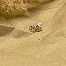 Срібні сережки жіночі з золотом "Сідней" Стильні та красиві сережки у вигляді вузла срібло з камінням, фото 2