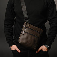 Мужская сумка месенджер коричневая из натуральной кожи(Украина)