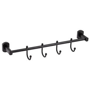 Тримач для рушника Qtap Liberty 4 гачки 450 мм QTLIBBLM1154-4 Black, фото 1