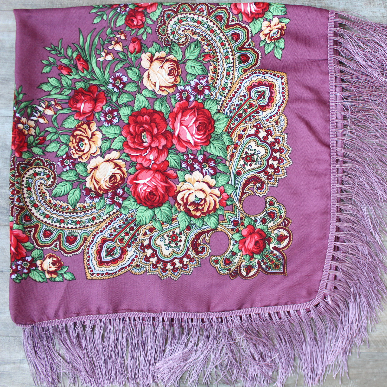 Хустка в народному стилі "Романтичні квіти" Рожева 621011